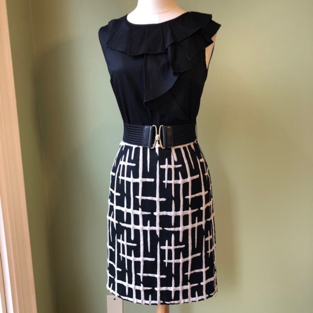 Max & Cleo Belted Pattern Dress